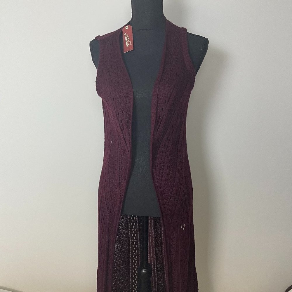 Arizona Jeans NWT Burgundy Women's Knit Vest Cardigan-Medium